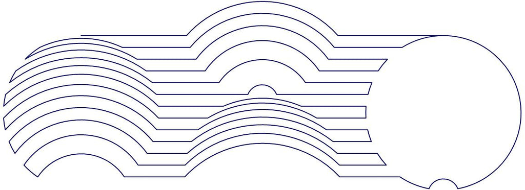 Close-up of 3D Orbs contemporary geometric digital pantograph showing crisp layered concentric orb circles and dimensional optical illusion stitching detail