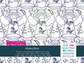 Abduction funny UFO quilting pantograph product image with The Quilting Mill logo, showing flying saucers abducting cows
