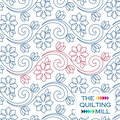 Abloom floral swirl pantograph design product image showing graceful flower shapes and flowing swirling lines in a romantic botanical edge-to-edge longarm quilting pattern