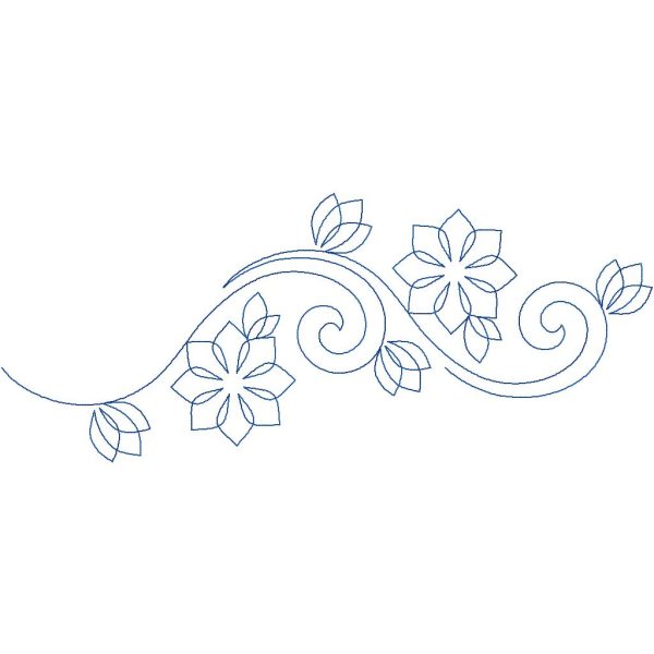 Close-up of Abloom flower quilting pantograph showing delicate floral shapes and elegant swirling lines with graceful continuous stitching detail for longarm quilting machines