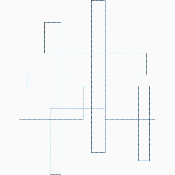 Close-up of Abstract geometric quilting pantograph showing bold crisp angular lines and clean continuous stitch detail for modern digital longarm quilting machines