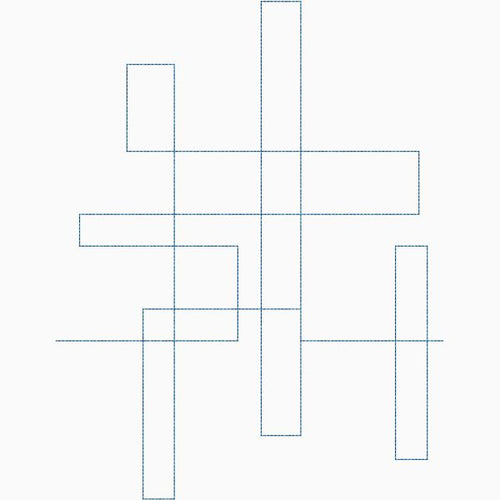 Close-up of Abstract geometric quilting pantograph showing bold crisp angular lines and clean continuous stitch detail for modern digital longarm quilting machines