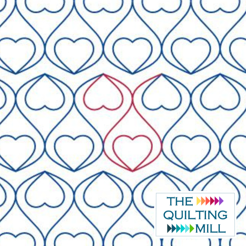 Adoration Valentine pantograph pattern product image showing smooth flowing heart shapes in a romantic seamless edge-to-edge longarm quilting design