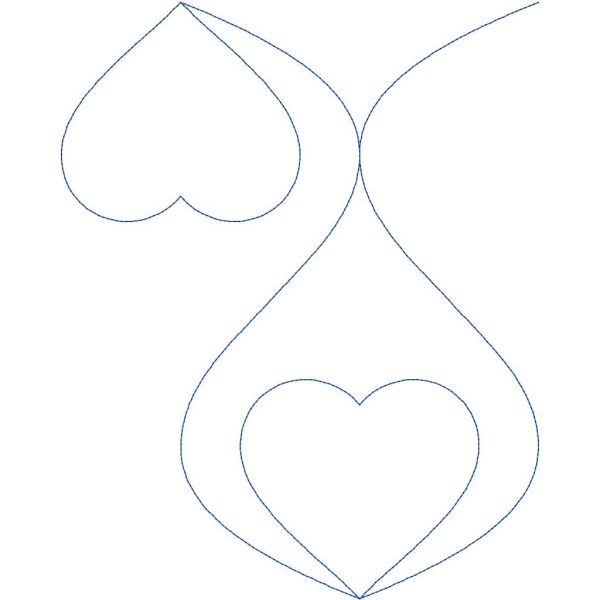 Close-up of Adoration heart quilting pantograph showing sweet flowing continuous heart shapes and romantic seamless stitching detail for longarm quilting machines