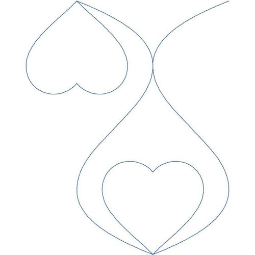 Close-up of Adoration heart quilting pantograph showing sweet flowing continuous heart shapes and romantic seamless stitching detail for longarm quilting machines