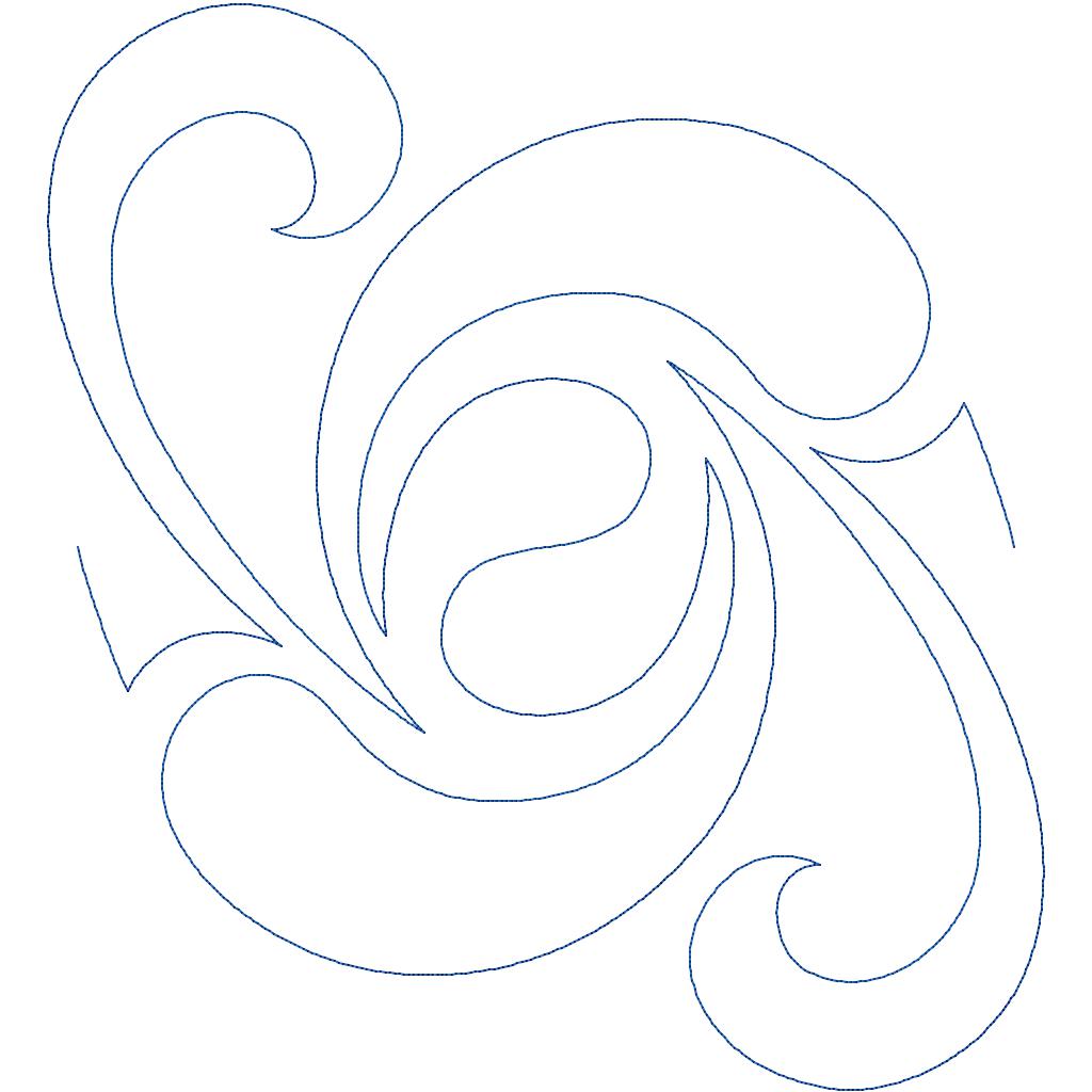 Close-up of Allegro decorative quilting pantograph showing elegant feathered swirl curves and graceful continuous stitching detail for longarm quilting machines