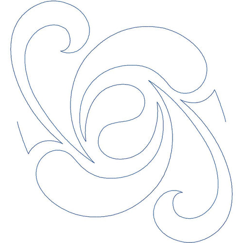 Close-up of Allegro decorative quilting pantograph showing elegant feathered swirl curves and graceful continuous stitching detail for longarm quilting machines