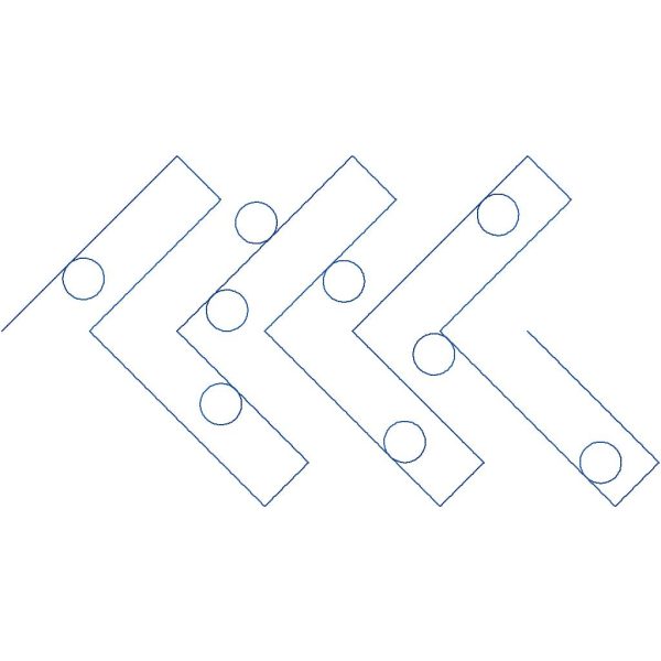 Close-up of AmazeBalls geometric zigzag pantograph showing bold sharp angular zigzag lines and clean contemporary stitching detail for longarm quilting machines