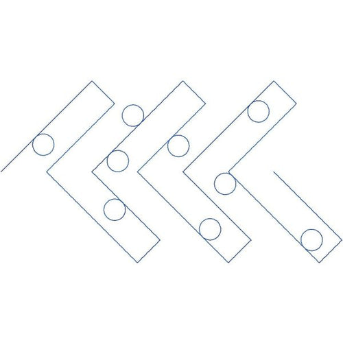 Close-up of AmazeBalls geometric zigzag pantograph showing bold sharp angular zigzag lines and clean contemporary stitching detail for longarm quilting machines