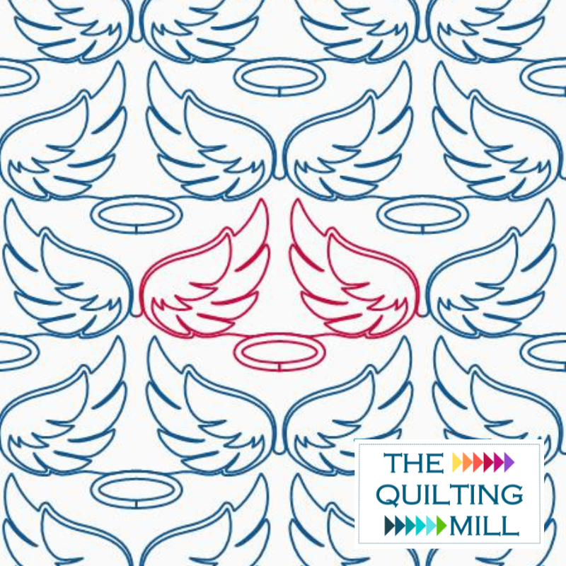 Angel Wings quilting pantograph pattern – digital longarm quilting design with soft feathery wings