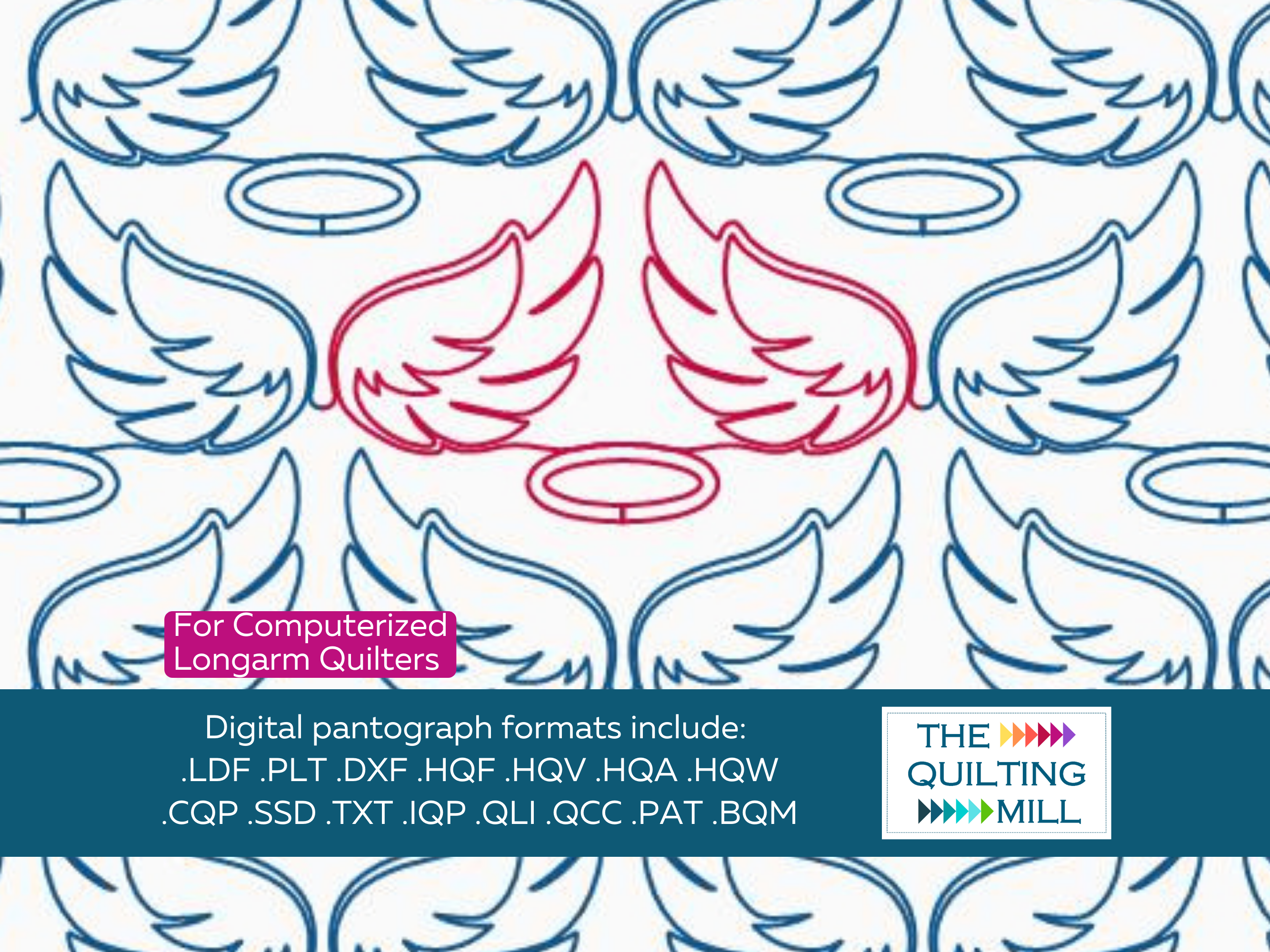 Angel Wings digital quilting pantograph by The Quilting Mill – longarm pantograph design for baby and memory quilts