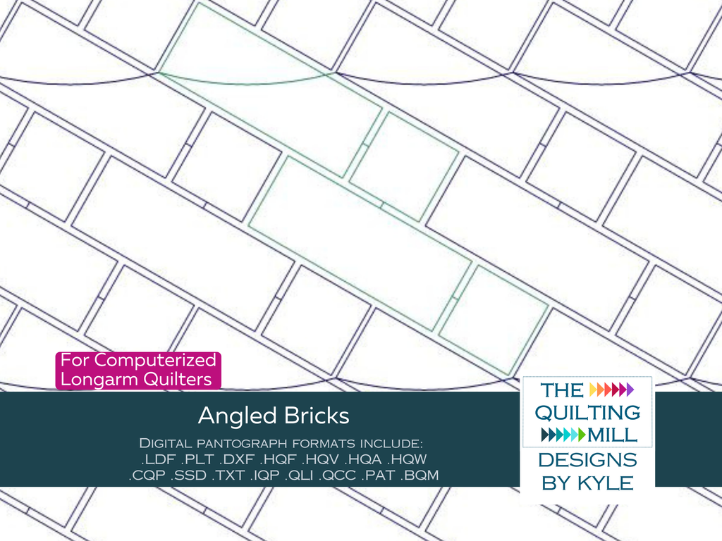 Angled Bricks geometric pantograph pattern showing diagonal brick rows for longarm quilting