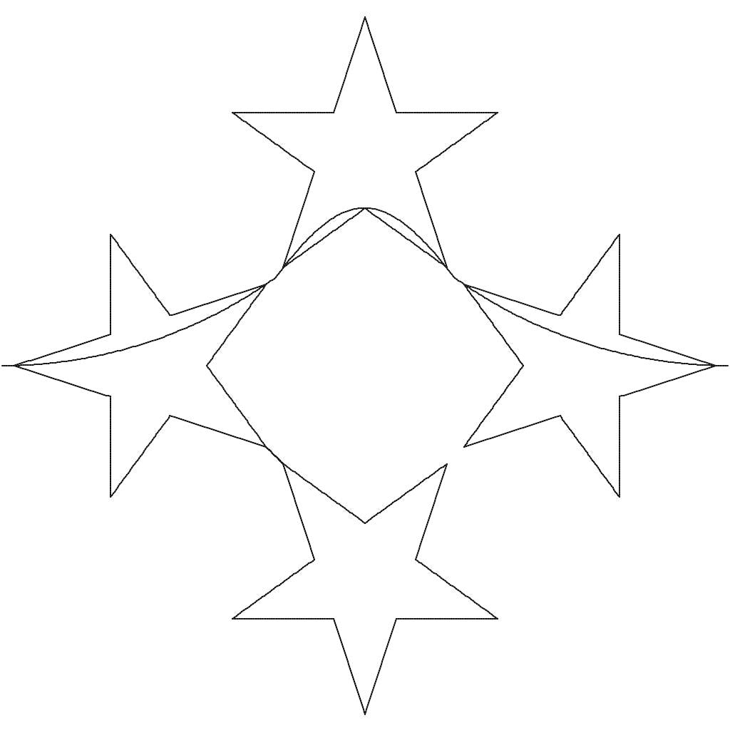 Close-up of Around the Stars geometric star pantograph showing crisp six-point star tips and hidden snowflake shapes in the negative space