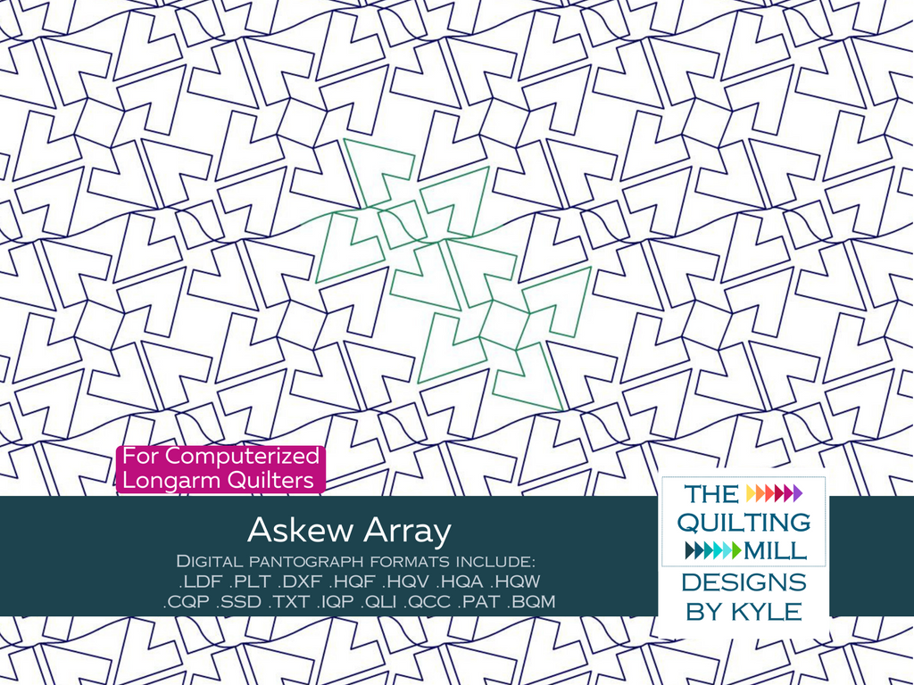Askew Array digital pantograph design with bold angular geometric shapes — a contemporary abstract quilting pattern for longarm quilting machines