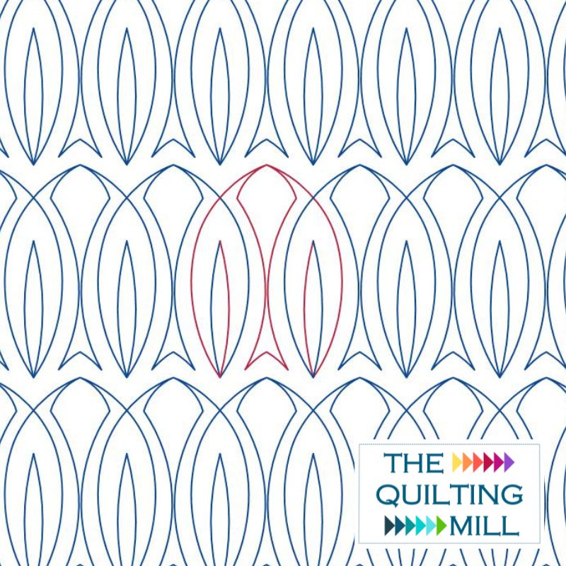 Atlantis digital quilting pattern with smooth fluid sweeping curves — an ocean-inspired modern digital pantograph for longarm quilting machines