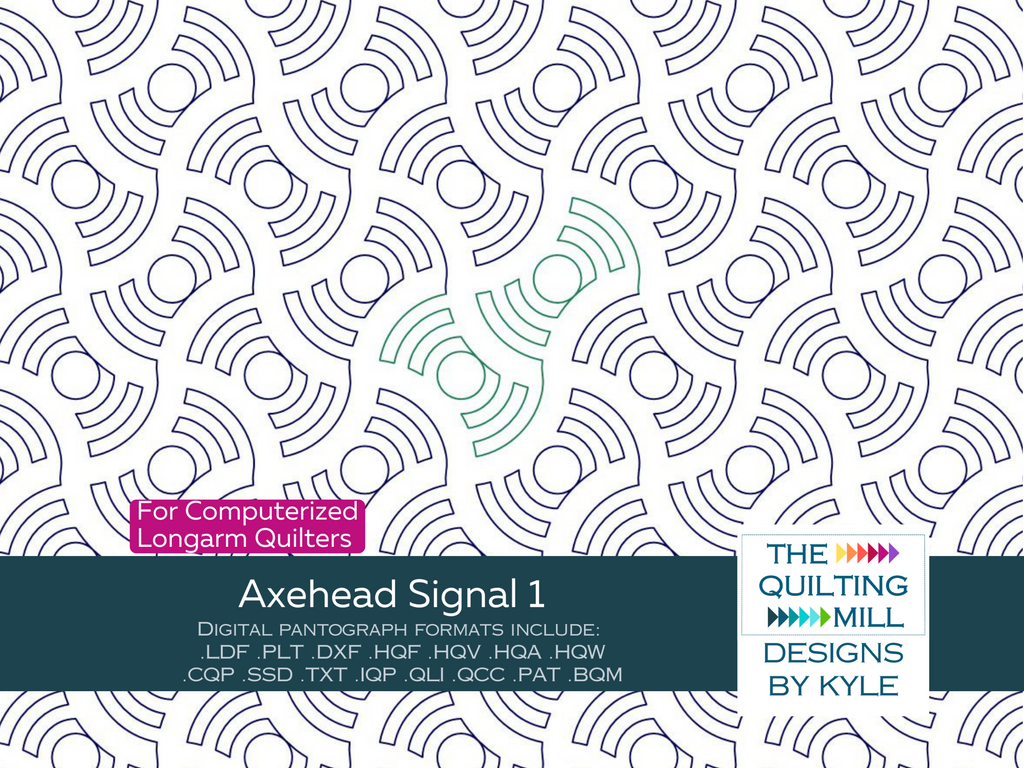 Axehead Signal 1 digital pantograph with stacked semi-circular arc waves — a bold modern geometric quilting pattern for longarm quilting machines