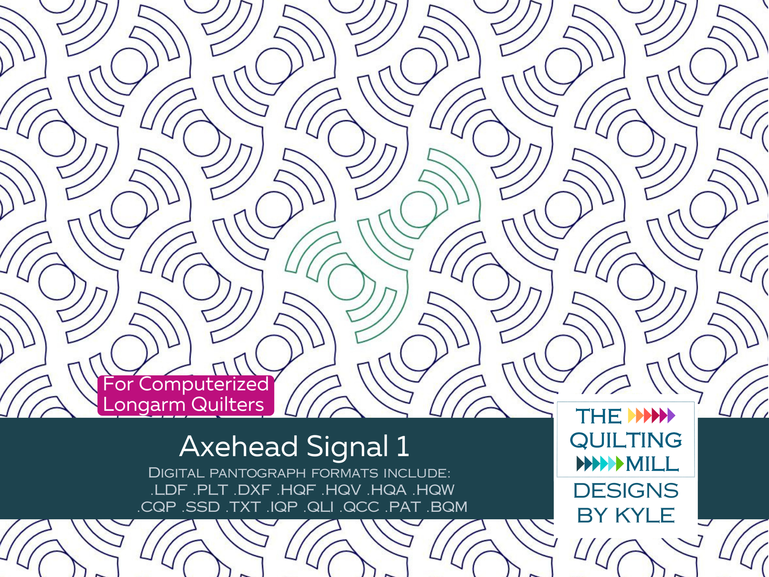 Axehead Signal 1 digital pantograph with stacked semi-circular arc waves — a bold modern geometric quilting pattern for longarm quilting machines