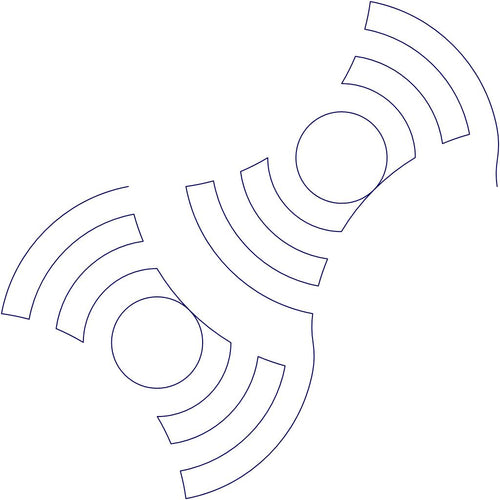 Close-up of Axehead Signal 1 digital pantograph showing crisp repeating arc geometry and clean signal-like abstract quilting texture