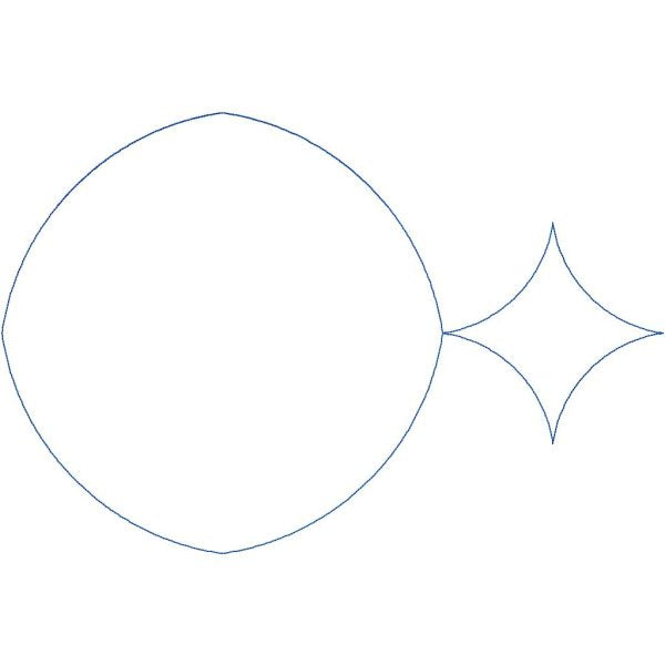 Close-up of BFF interlocking circle pantograph showing overlapping arc shapes and intricate star-petal clusters formed at circle intersections for longarm quilting machines
