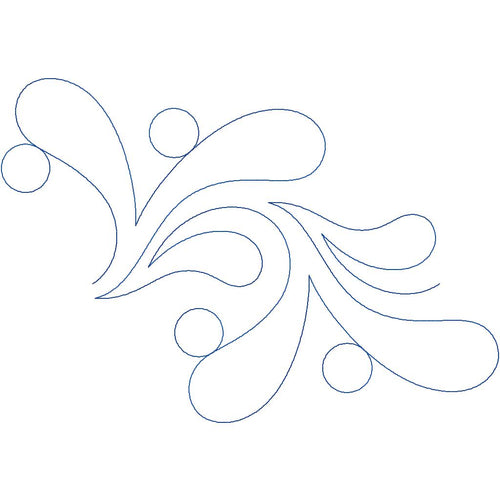 Close-up of the Babbling Brook feather pantograph design highlighting the soft feather quilting pattern and delicate curled details up close.
