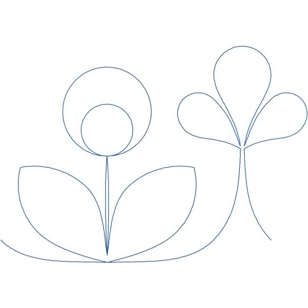 Close-up of Baby Bloom digital floral pantograph design highlighting delicate petal shapes and continuous vine details for machine quilting