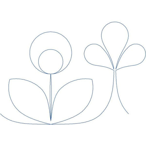 Close-up of Baby Bloom digital floral pantograph design highlighting delicate petal shapes and continuous vine details for machine quilting