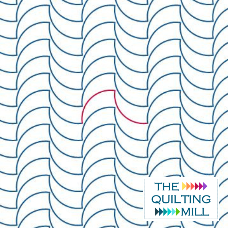 Baby Shark digital wave pantograph listing image showing playful rolling ocean wave design for edge-to-edge longarm quilting on kids and beach quilts