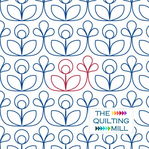 Baby Bloom floral quilting pantograph listing image showing whimsical tiny blooms and looping vines for edge-to-edge longarm quilting