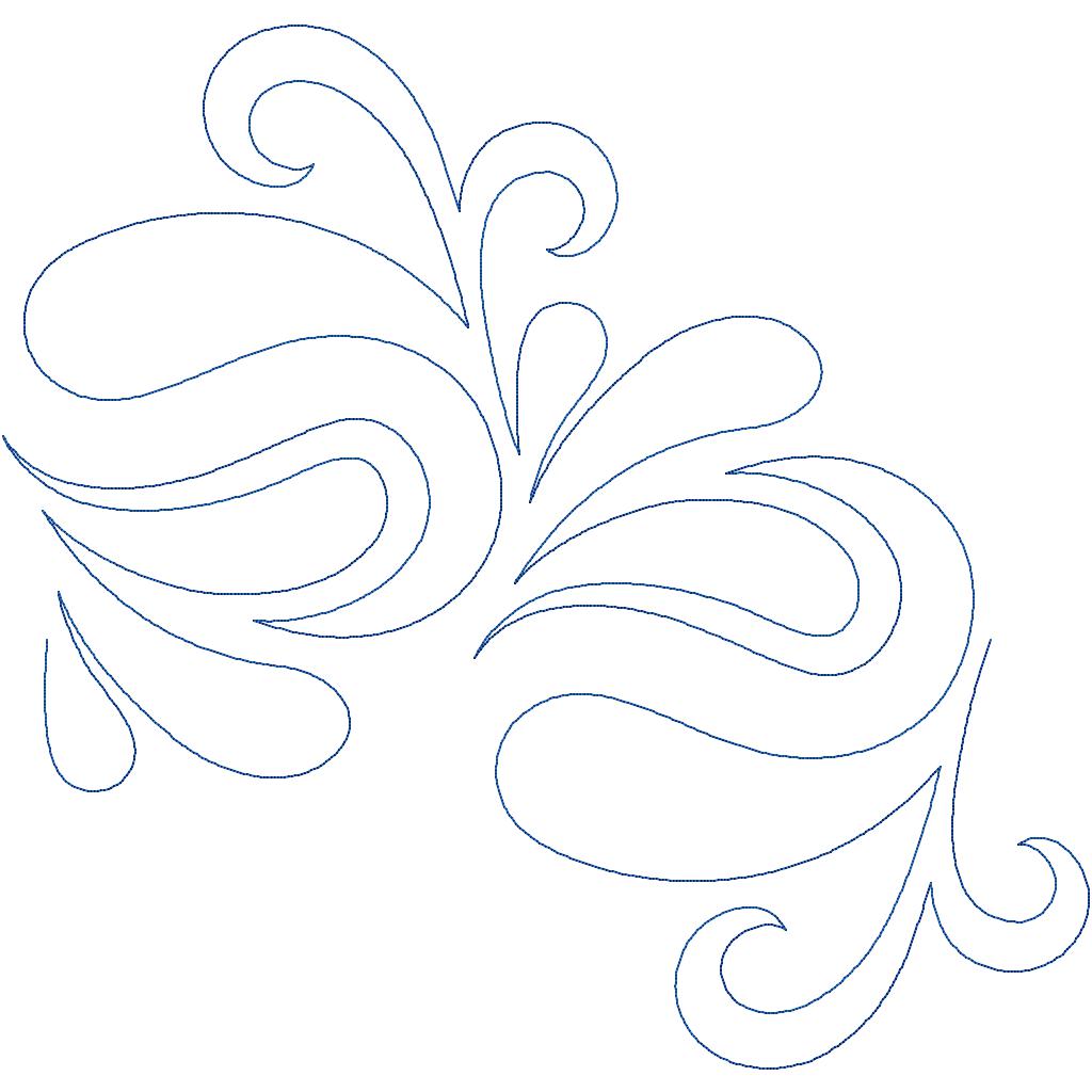 Close-up of Bedhead quilting pantograph showing swirl and feather curl detail