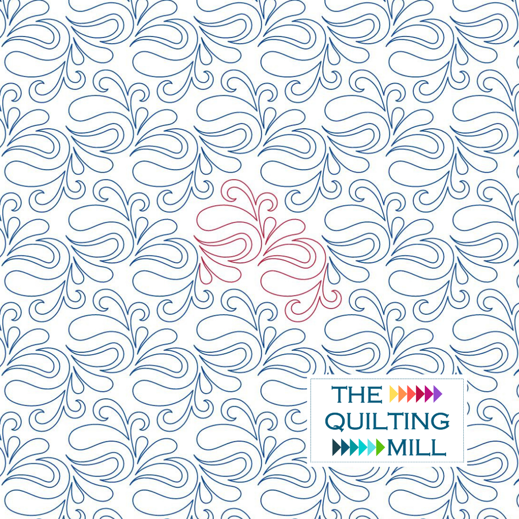 Bedhead digital feather pantograph pattern with swirling feather curls for longarm quilting