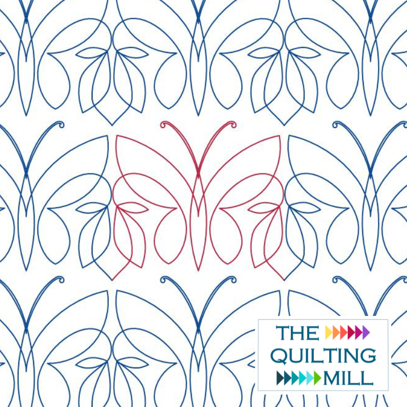 Bella Butterfly longarm butterfly pantograph product image showing graceful elegant butterfly wing shapes and looping curves in a whimsical spring edge-to-edge longarm quilting design