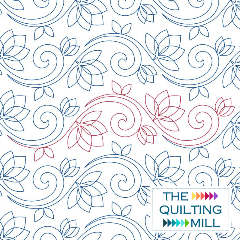 Bella flower vine pantograph product image showing graceful flowing petals and curving vines in an elegant floral edge-to-edge longarm quilting design