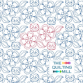 Belle's Sew Sister Sloths floral quilting pantograph hero image showing a whimsical allover design of sloths, flowers, and flowing leaves with The Quilting Mill logo.