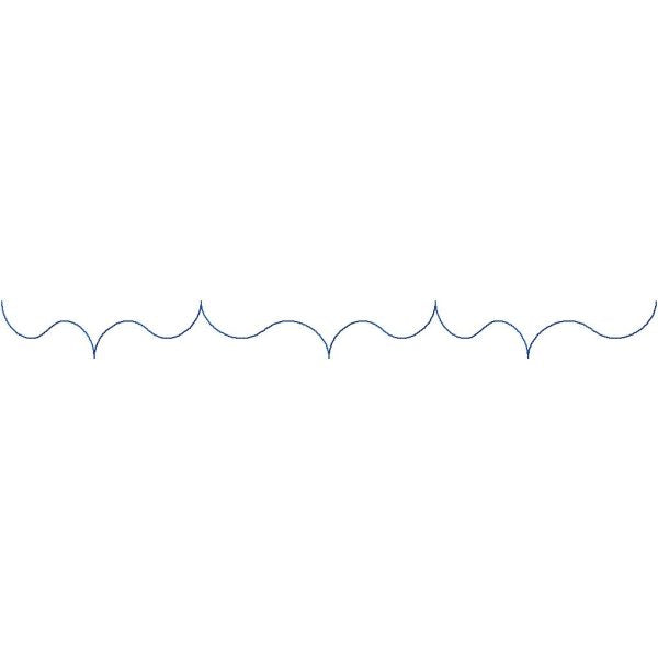 Close-up of Bevy contemporary quilting pantograph showing smooth flowing wave and scallop curves with clean continuous stitching detail for longarm quilting machines