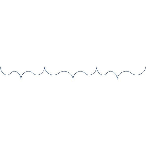 Close-up of Bevy contemporary quilting pantograph showing smooth flowing wave and scallop curves with clean continuous stitching detail for longarm quilting machines