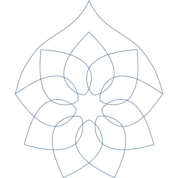 Close-up of Big Blossom elegant floral pantograph showing crisp bold petal shapes and graceful swirl detail with continuous stitching for modern longarm quilting machines