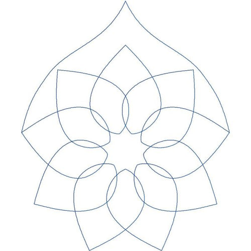 Close-up of Big Blossom elegant floral pantograph showing crisp bold petal shapes and graceful swirl detail with continuous stitching for modern longarm quilting machines