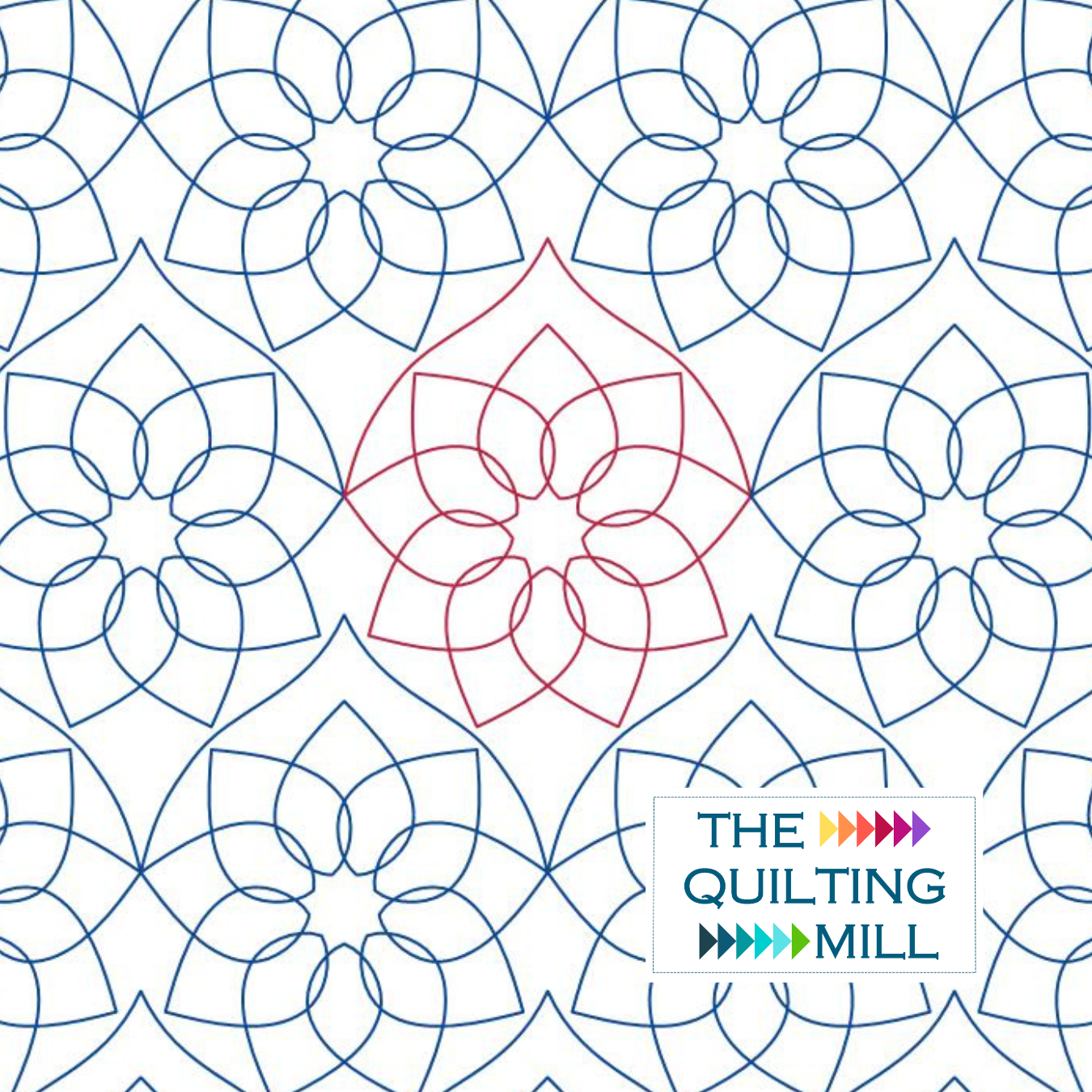 Big Blossom digital floral pantograph product image showing bold graphic petal shapes and flowing swirls in a modern mandala-inspired edge-to-edge longarm quilting design