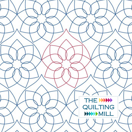 Big Blossom digital floral pantograph product image showing bold graphic petal shapes and flowing swirls in a modern mandala-inspired edge-to-edge longarm quilting design