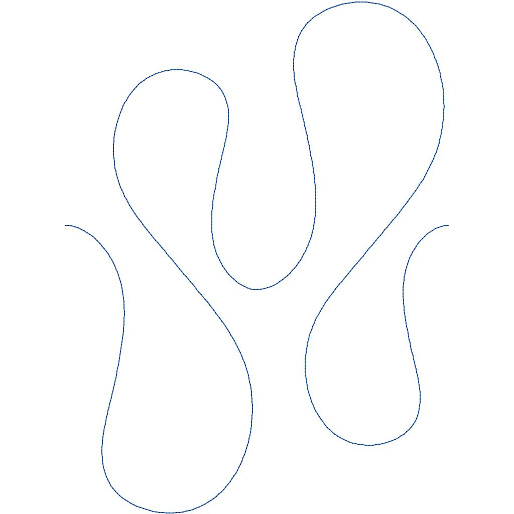 Close-up of Blob flowing curve quilting pantograph showing soft organic looping arcs and gentle curves with free-flowing continuous stitching detail for longarm quilting machines