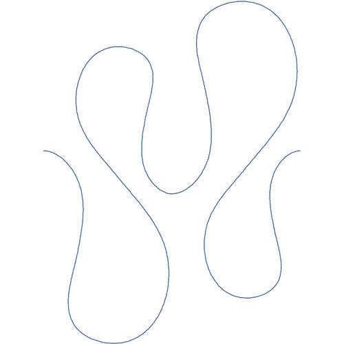 Close-up of Blob flowing curve quilting pantograph showing soft organic looping arcs and gentle curves with free-flowing continuous stitching detail for longarm quilting machines