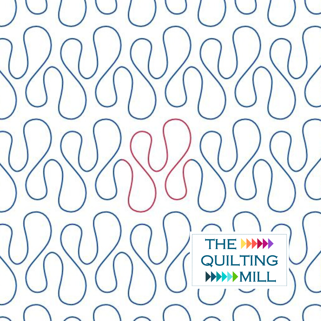 Blob organic curve pantograph product image showing soft free-flowing looping arcs in a whimsical modern edge-to-edge longarm quilting design