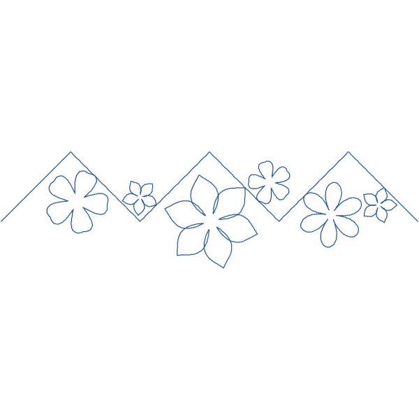 Close-up of Blooming Crosshatch crosshatch floral pantograph showing varied flower and geometric grid shapes with dynamic continuous stitching detail for longarm quilting machines
