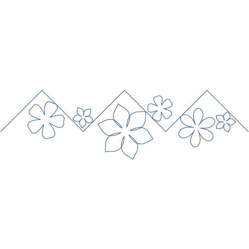 Close-up of Blooming Crosshatch crosshatch floral pantograph showing varied flower and geometric grid shapes with dynamic continuous stitching detail for longarm quilting machines