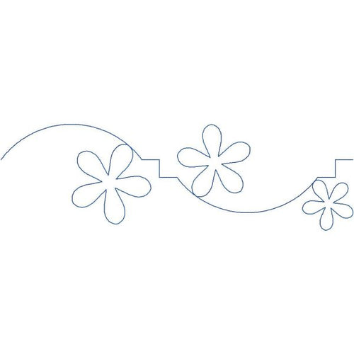 Close-up of Blooming Mosaic digital floral pantograph showing swirling petal shapes and mosaic quilting design with lively flowing continuous stitching for longarm machines