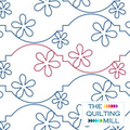 Blooming Mosaic playful floral pantograph product image showing vibrant swirling petal shapes in a mosaic floral layout for energetic edge-to-edge longarm quilting