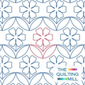 Blooming digital floral pantograph pattern product image showing graceful repeating floral motifs in an elegant modern edge-to-edge longarm quilting design