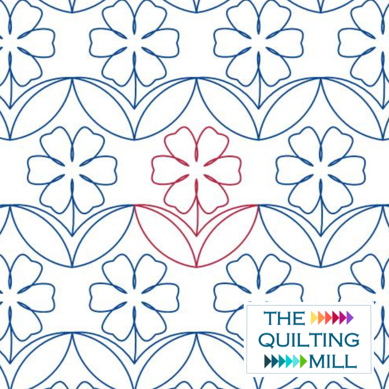 Blooming digital floral pantograph pattern product image showing graceful repeating floral motifs in an elegant modern edge-to-edge longarm quilting design