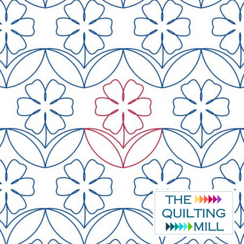 Blooming digital floral pantograph pattern product image showing graceful repeating floral motifs in an elegant modern edge-to-edge longarm quilting design