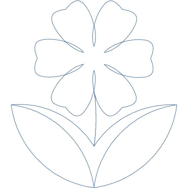 Close-up of Blooming elegant floral quilting pantograph showing graceful repeating flower shapes and connected continuous stitching detail for longarm quilting machines